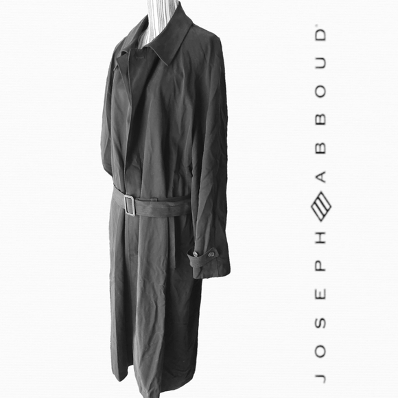 Joseph Abboud Men's Suit Full Length Overcoat Black Trench Sz 48L - Picture 9 of 9